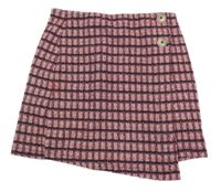 Čierno-ružovo-červená kockovaná sukňa s gombíkmi Primark