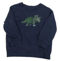 Tmavomodrá mikina s dinosaurem z překlápěcích flitrů Topolino