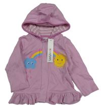 Nové - Růžová propínací mikina s duhou a kapucí Ladybird