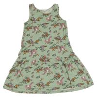 Svetlozelené kvetované šaty s jednorožcami H&M