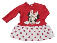 Červeno-biele teplákové šaty s Minnie a puntíkatou sukní H&M