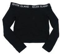 Čierne crop tričko s logom River Island