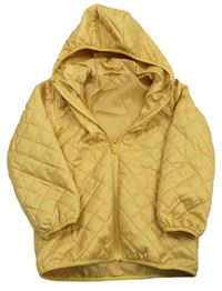 Žltá šušťáková prešívaná zateplená bunda s kapucňou George