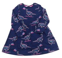 Tmavomodré bavlnené šaty s dinosaurami M&S