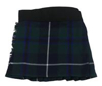 Tmavozeleno-modro-čierna kockovaná zavinovací sukňa Tartan Tweeds