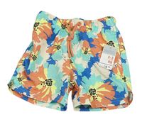Tmavomodré plážové kraťasy s květy Primark