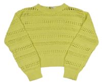 Citronový crop sveter s dirkovaným vzorom H&M