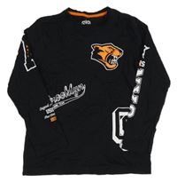 Černé triko s tygrem a nápisem F&F