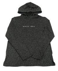 Čierno-strieborný sveter s nápisom a kapucňou C&A