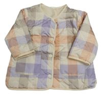 Smetanovo-barevná kostkovaná šusťáková prošívaná zateplená bunda H&M