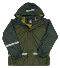 Khaki-tmavozelená nepromokavá bunda s odepínací kapucí ZigZag