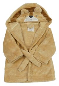 Béžový chlupatý župan s kapucí - lev F&F