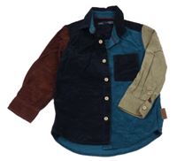 Modro-tmavomodro-béžová manšestrová košile Next