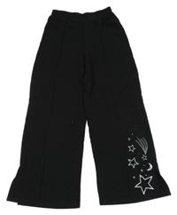 Čierne široké tepláky s hviezdičkami H&M