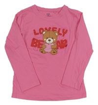 Růžové triko s medvídkem OVS