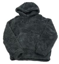 Tmavošedá chlupatá mikina s klokankou a kapucí Kik