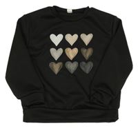 Čierna mikina so srdiečkami Shein