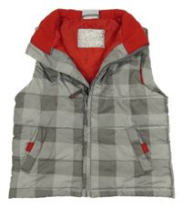 Sivá kockovaná šušťáková zateplená vesta Dopodopo
