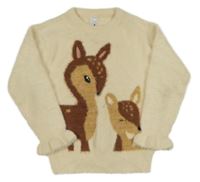 Smotanový chlpatý sveter s koloušky C&A