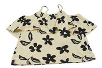 Béžový vrstvený crop top s kvetmi Zara