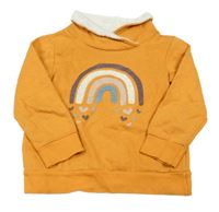 Okrová mikina s dúhou a komínovým golierom Topolino