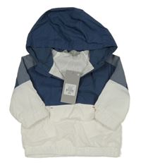 Nové - Bílo-tmavomodrá šusťáková jarní bunda s kapucí Primark