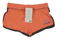 Nové - Lososové bavlnené kraťasy s šedým lemem a nápisom Y.F.K.