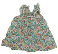 Biele plátenné kvetované šaty s volánikmi Next