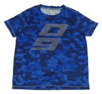 Tmavomodro-modré army športové funkčné tričko s potlačou Crivit