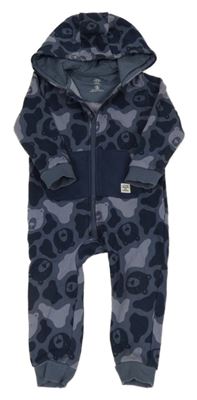 Tmavomodrá tepláková kombinéza s medvedíkmi a kapucňou F&F