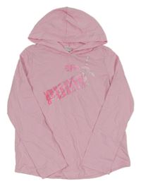 Světlerůžové triko s logem a kapucí Puma 