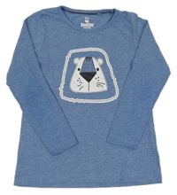 Modré melírované tričko s tigrom Lupilu