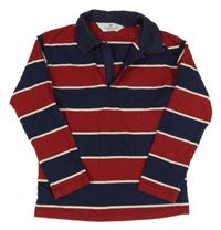 Tmavomodro-červeno-bílé pruhované polo triko H&M