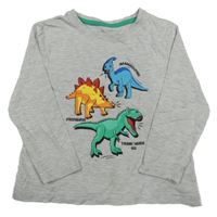 Sivé melírované tričko s dinosaurami Primark