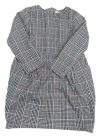 Čierno-bielo-ružové kockované šaty H&M