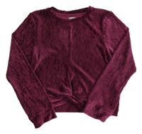 Purpurové sametové žebrované mikinotriko Next 