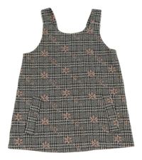 Čierno-biele kockované kvetované šaty Primark