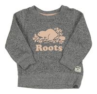Sivo-čierna melírovaná mikina s logem Roots