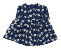 Tmavomodro-biele kvetované teplákové šaty Mothercare