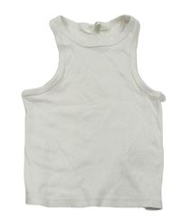 Biely rebrovaný crop top H&M