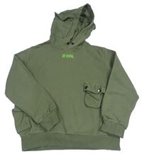 Khaki mikina s logom a vreckami a kapucňou Diesel