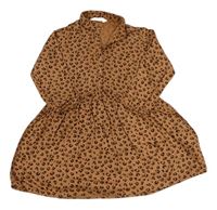 Hnedo-tmavohnedé vzorované košeľové šaty H&M