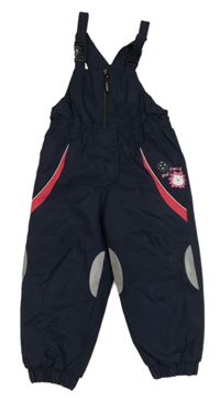 Tmavomodré šusťákové zimní laclové oteplovačky se lvíčkem 