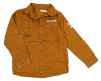 Medová podšitá košeľová bunda s nápismi zn. ORCHESTRA