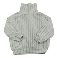 Svetlosivý melírovaný rebrovaný úpletový oversize rolák