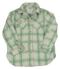 Bielo-zelená kockovaná vlnená košeľová bunda PRIMARK