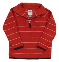 Červeno-biela pruhovaná fleecová mikina OLD NAVY