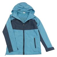 Světlemodro-tmavomodrošedá šusťáková jarní bunda s kapucí HIP&HOPPS