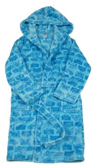 Azurový plyšový župan s Cars a kapucňou C&A