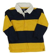 Tmavomodro-okrová mikina s golierikom PRIMARK